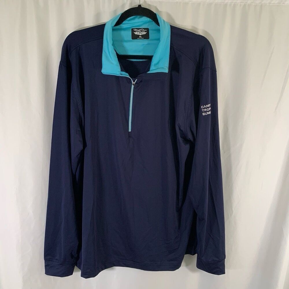 Straight Down Golf Sweater Mens XL Navy Blue 1/4 Zip Long Sleeve Campbell Trophy